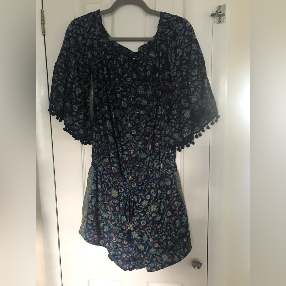 Anthropologie Raga Kassie Pom Pom floral romper